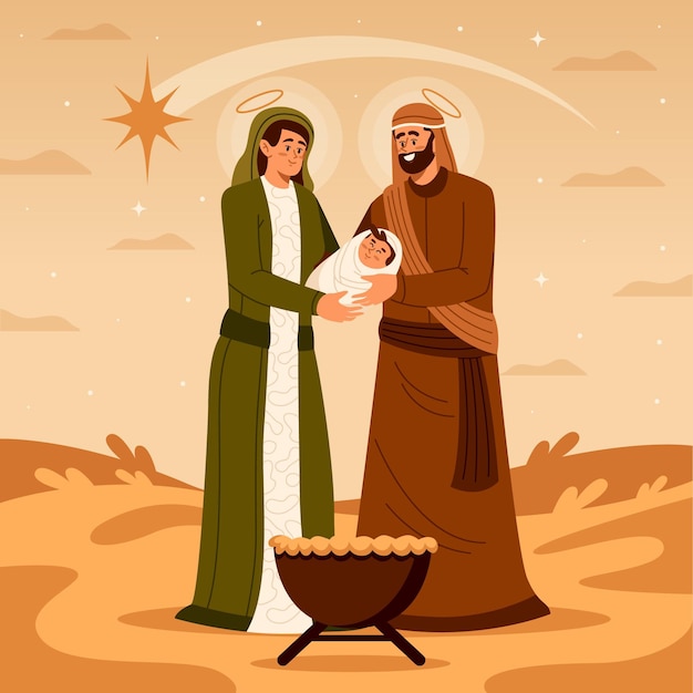 Illustration de la crèche au design plat