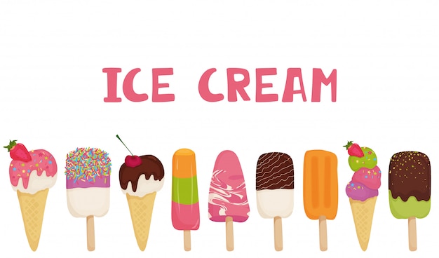 Illustration de la crème glacée dessinée à la main
