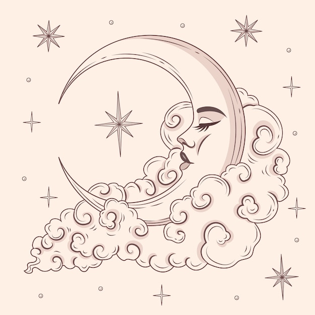 Illustration de croissant de lune dessinée à la main
