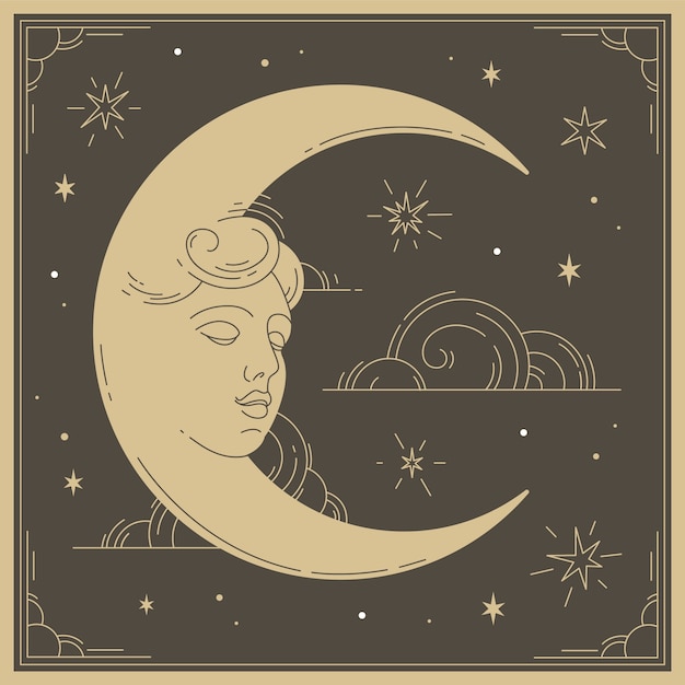 Illustration de croissant de lune dessinée à la main