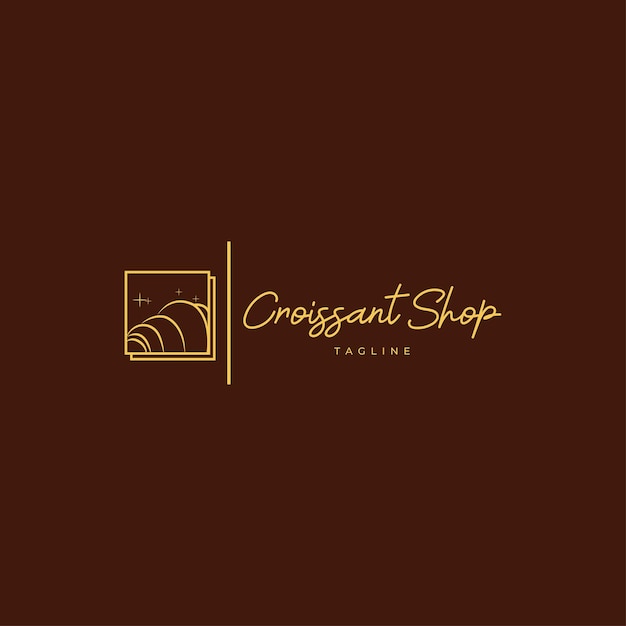 Vecteur illustration de croissant vectoriel de logo de magasin de croissant minimaliste moderne avec style d'art en ligne