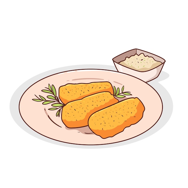 Illustration de croquetas dessinés à la main