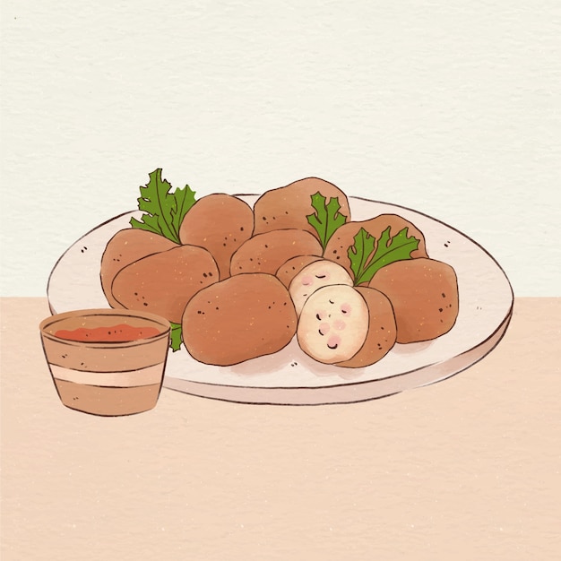 Illustration de croquetas peintes à l'aquarelle