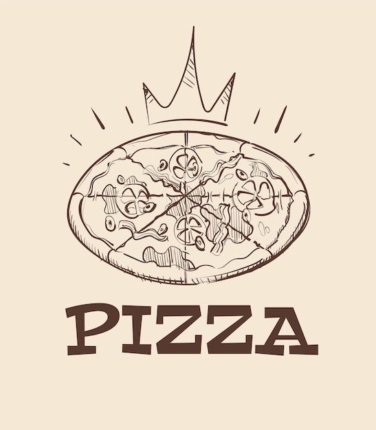 Illustration De Croquis De Pizza Royale