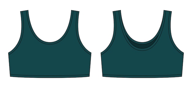 Vecteur illustration de croquis technique de soutien-gorge fille couleur vert foncé sous-vêtement décontracté