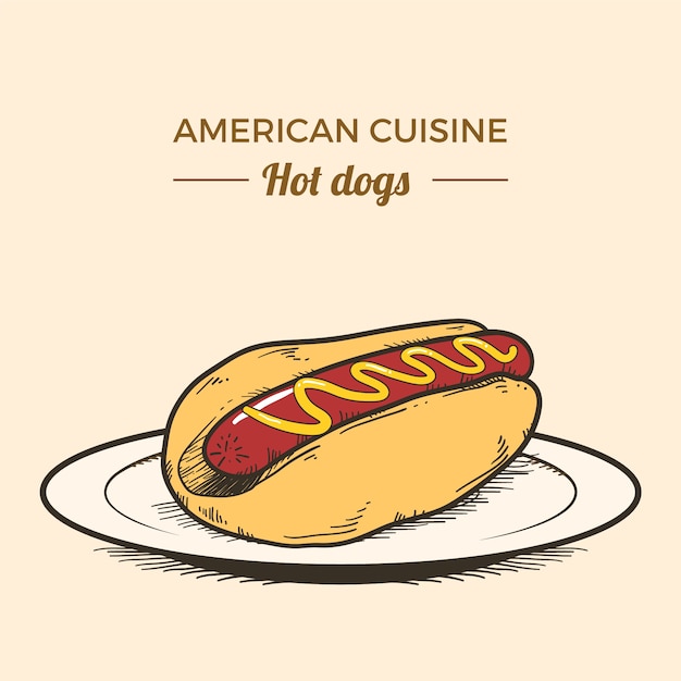 Vecteur illustration de cuisine américaine dessinée à la main