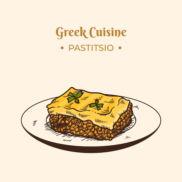 Illustration De Cuisine Grecque Dessinée à La Main