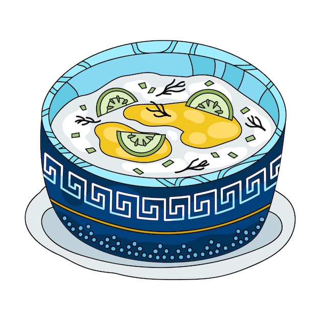 Illustration de cuisine grecque dessinée à la main