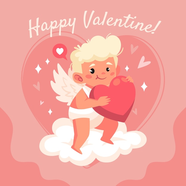 Illustration De Cupidon Plat Saint Valentin