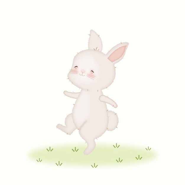 Illustration De Danse De Lapin Bébé Kawaii Mignon