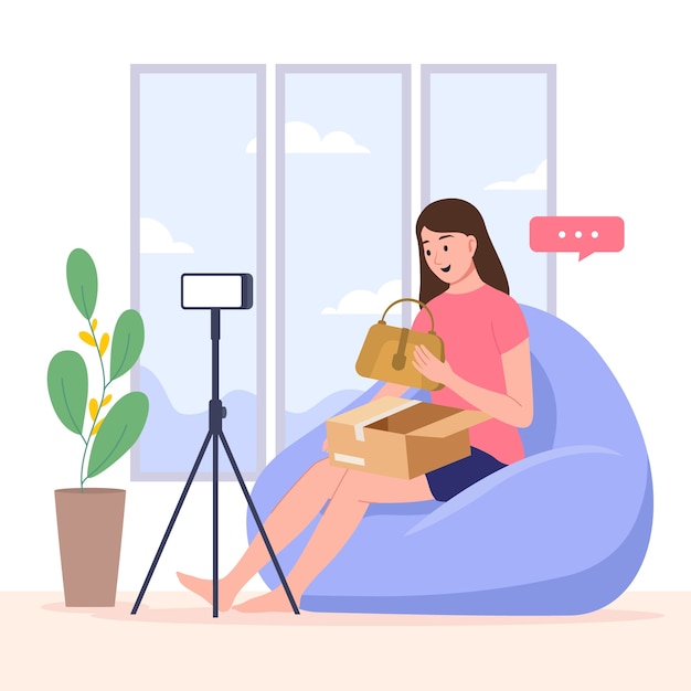 Illustration de déballage dessinée à la main