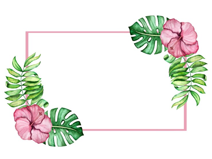 Vecteur illustration de décoration aquarelle plante tropicale cadre carré