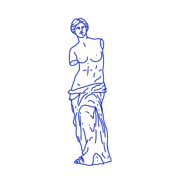 Illustration Décrite Minimaliste De La Statue Grecque Antique De Femme Isolée Sur Fond Blanc