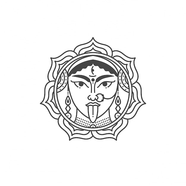 Illustration De La Déesse Durga. Symbole De Culture Et De Religion De L'inde.