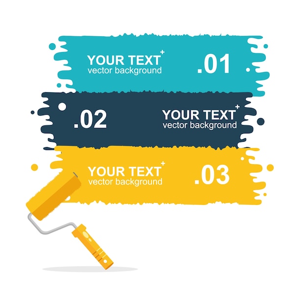 Illustration Définie Fond De Pinceaux à Rouleaux Horizontaux Et Colorés Pour Texte Isolé. Bannière D'options