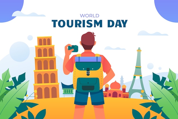 Illustration dégradée pour la célébration de la journée mondiale du tourisme