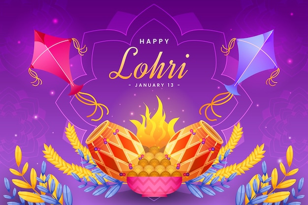 Vecteur illustration dégradée pour le festival lohri