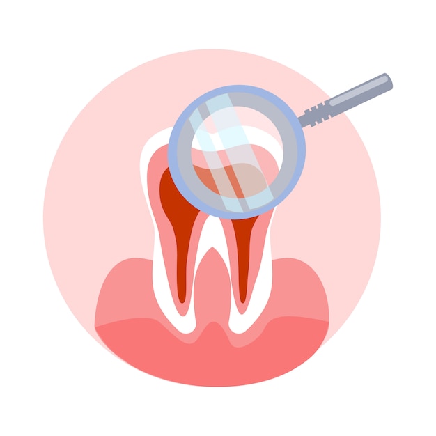 Vecteur illustration de la dent et de la loupe