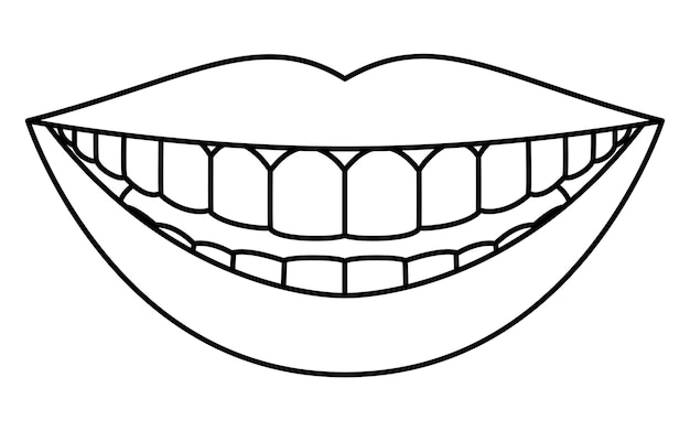 Illustration Dentaire D'une Image De Dents Saines Et Propres, De Lèvres Et De Dents Blanches