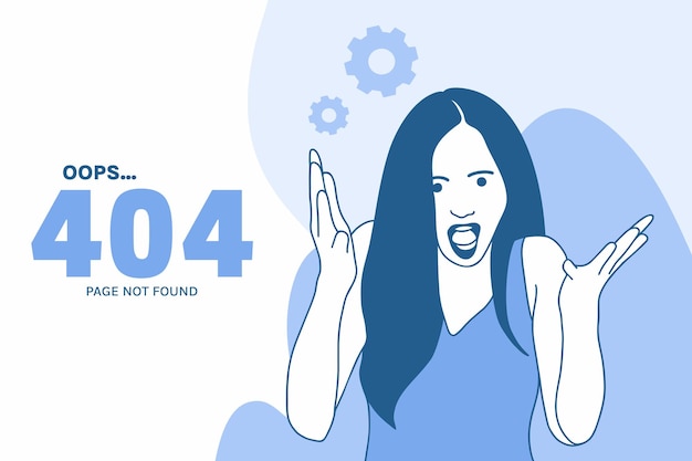 Illustration De La Dépression De La Femme Avec Des Connexions Internet Pour La Page De Destination Du Concept De Conception D'erreur 404