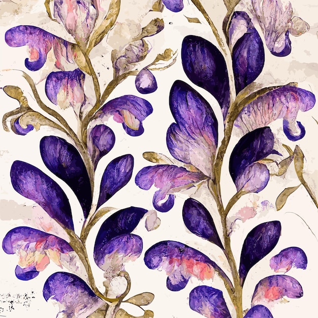 Vecteur illustration de design floral botanique violet élégant