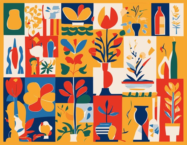 Illustration design plat inspirée des œuvres découpées de Matisse