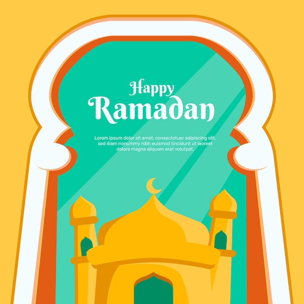 Illustration De Design Plat Ramadan Kareem