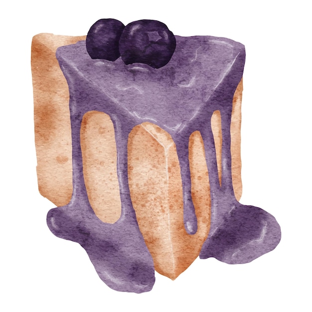 Illustration De Dessert Au Gâteau Au Fromage Aux Bleuets Aquarelle