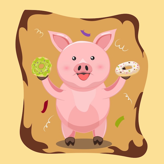 Illustration De Dessin Animé Animal Cochon Mignon