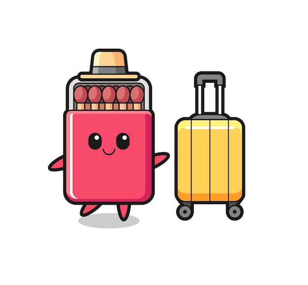 Illustration De Dessin Animé De Boîte D'allumettes Avec Des Bagages En Vacances Design Mignon