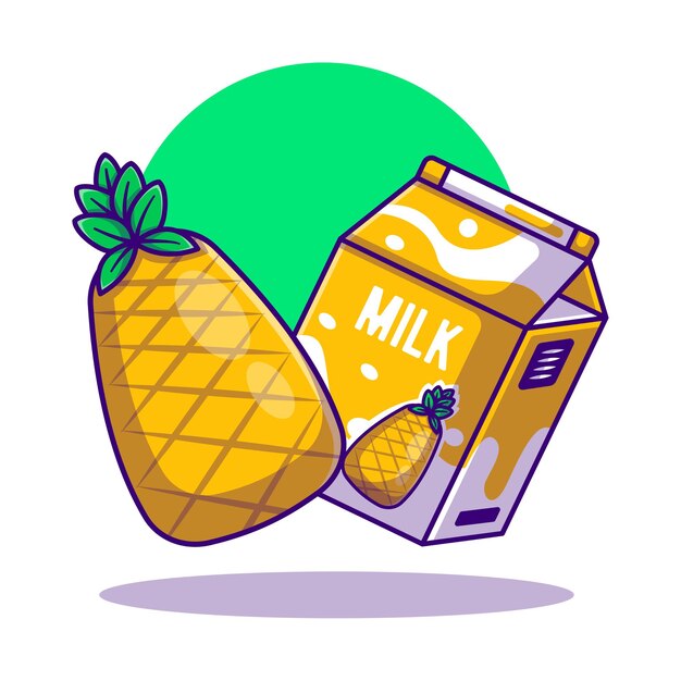 Illustration De Dessin Animé De Boîte D'ananas Et De Lait