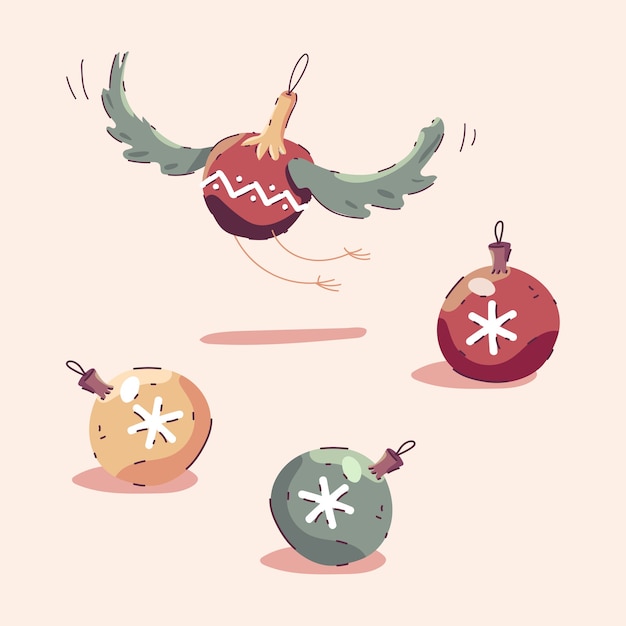 Illustration De Dessin Animé De Boules De Sapin De Noël Isolée Sur Fond.