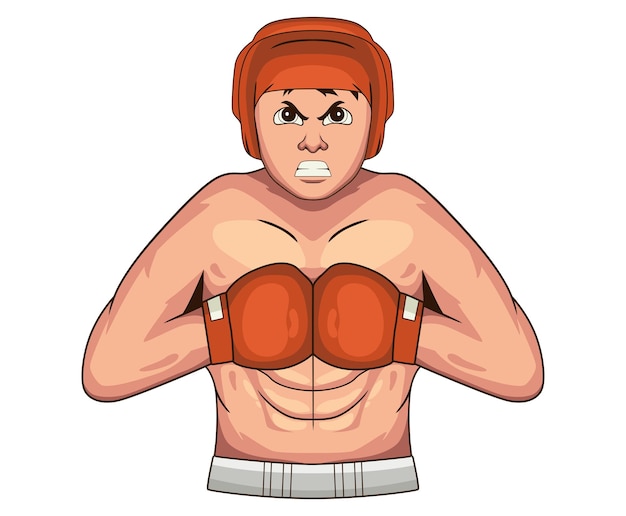 Vecteur illustration de dessin animé boxe avec des gants