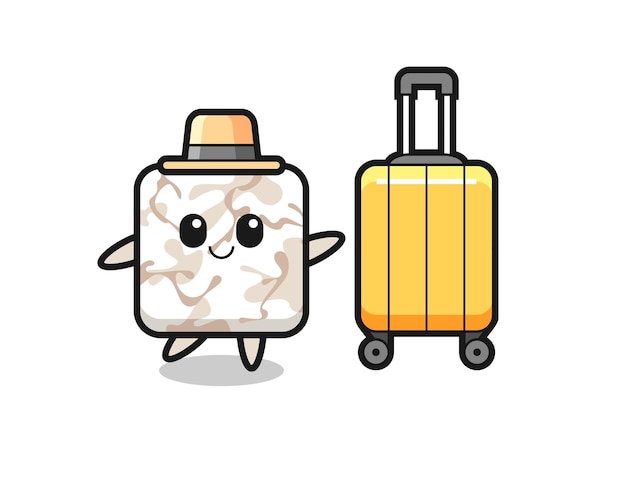 Illustration De Dessin Animé De Carreaux De Céramique Avec Des Bagages En Vacances