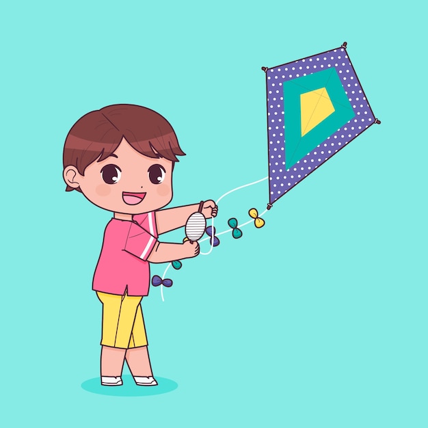 Illustration de dessin animé de cerf-volant dessiné à la main