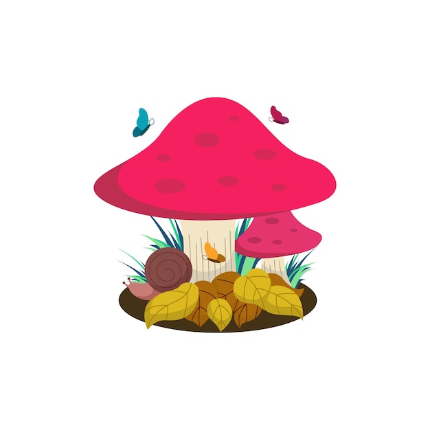 Vecteur illustration de dessin animé de champignon