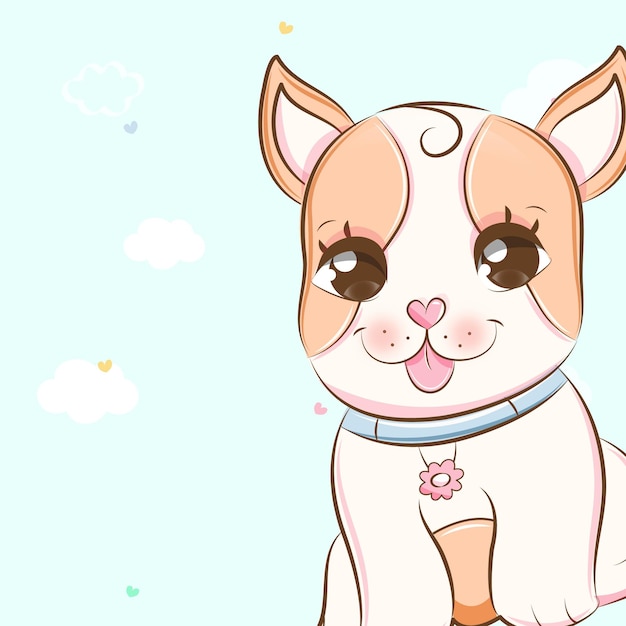 Illustration De Dessin Animé De Chien Mignon Vecteur Premium