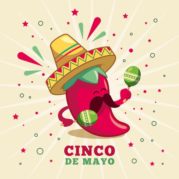Illustration de dessin animé cinco de mayo