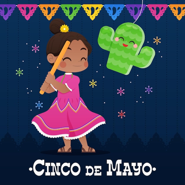 Vecteur illustration de dessin animé cinco de mayo