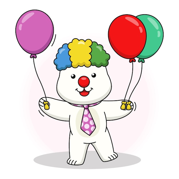 Illustration De Dessin Animé De Clown Ours Polaire Mignon