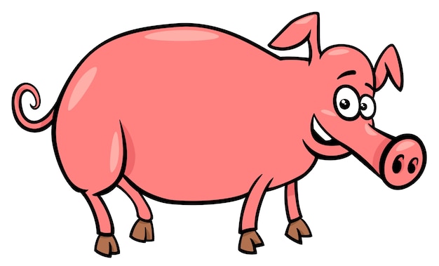 Illustration De Dessin Animé De Cochon Ferme Animal Caractère