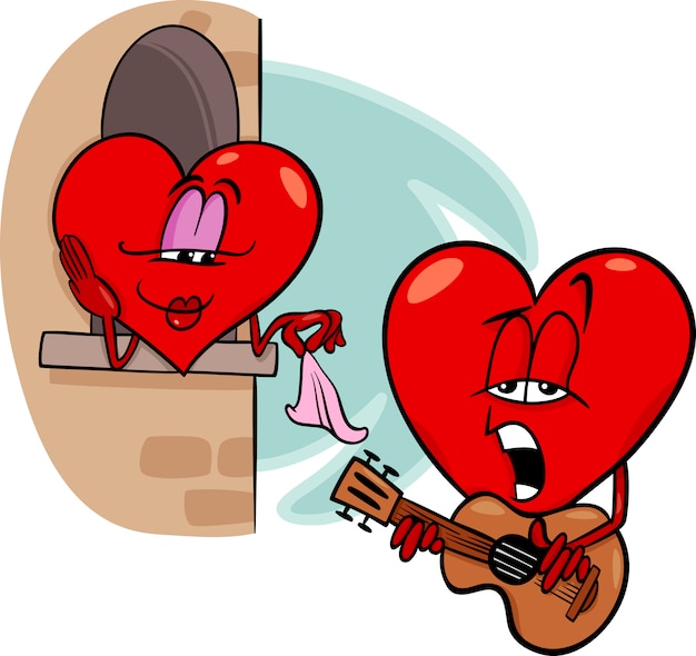 Illustration De Dessin Animé De Coeur Amour Chanson