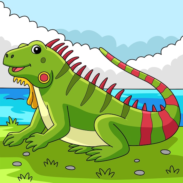 Illustration De Dessin Animé Coloré Animal Iguane