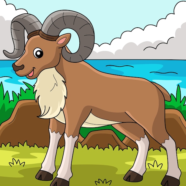 Vecteur illustration de dessin animé coloré animal urial