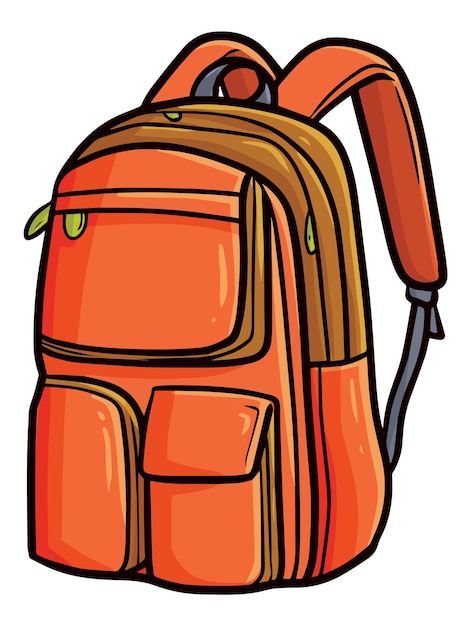 Vecteur illustration de dessin animé cool et moderne de sac à dos orange