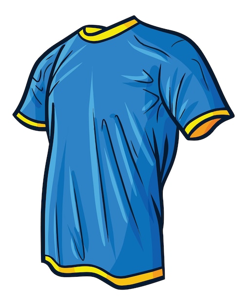 Vecteur illustration de dessin animé cool de t-shirt pour hommes jaune bleu foncé