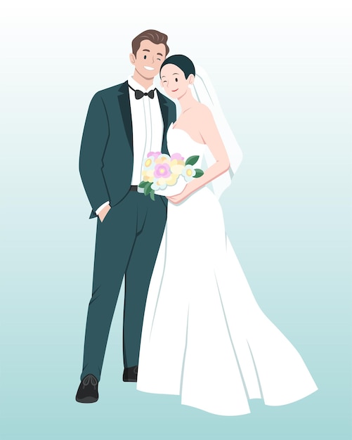 Illustration De Dessin Animé De Couple De Mariage