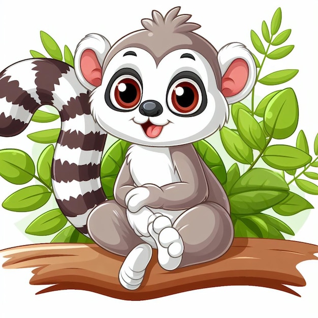 L'illustration De Dessin Animé De Cute Lemur Vector