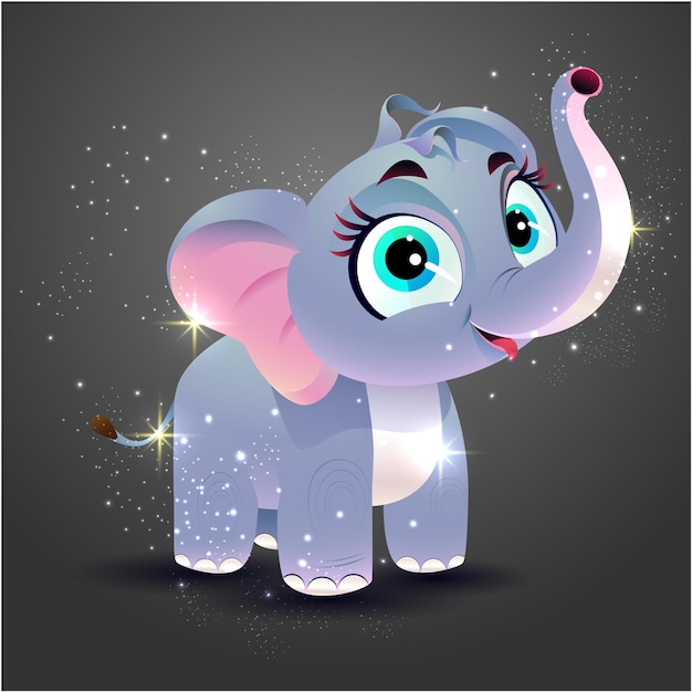 Illustration d'un dessin animé Cute mère éléphant Conception de personnage avec un vecteur Arrière-plan