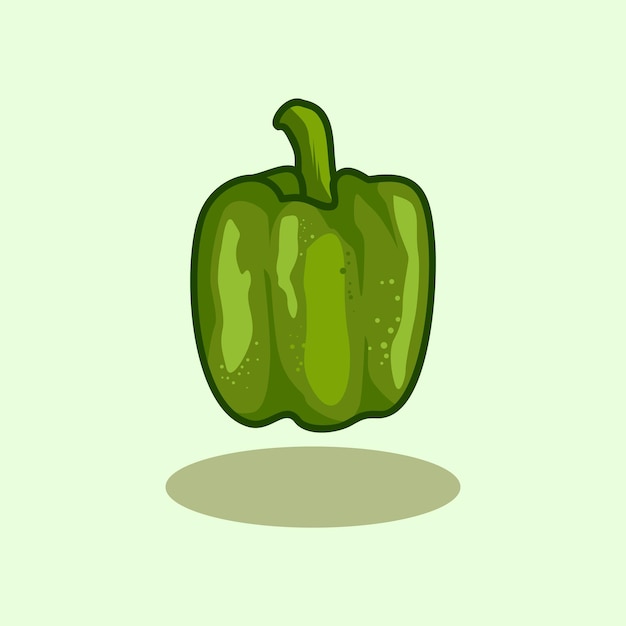 Vecteur illustration de dessin animé dessiné à la main de poivron vert frais